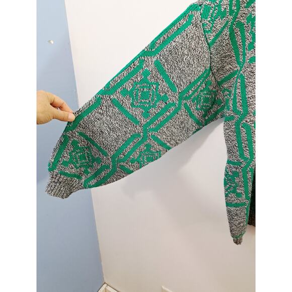 Boundry Waters Vintage Women's Gray Teal 90's Sweater Wool Blend 2X - Picture 3 of 5